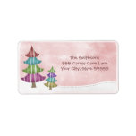 Whimsical Trees Pink Snow Sky Address Label