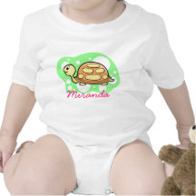 Whimsical Turtle With Your Child's Name Baby Bodysuit