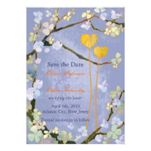 Whimsical Two Hearts Floral Save the Date Invites