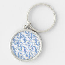 Whimsical Vintage Blue Waves sticker Keychains