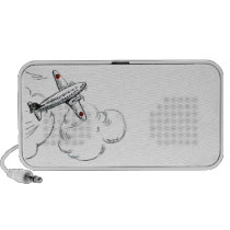 Whimsical Vintage Flying Airplane in the Clouds Iphone Speaker