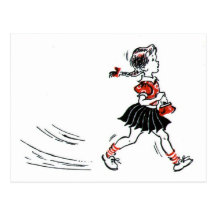 Whimsical Vintage Little Girl With Purse Postcards