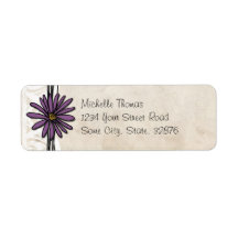 Whimsical Vintage Purple Daisy Return Address Labels