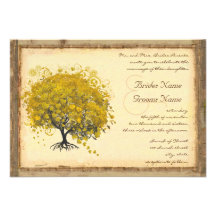 Whimsical Yellow Heart Tree Wedding Invitation