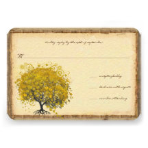 Whimsical Yellow Heart Tree Wedding Invitation
