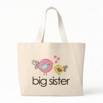 Whimsy Birds Big Sister T-shirt Announcement Canvas Bag