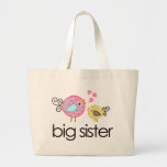 Whimsy Birds Big Sister T-shirt Announcement Canvas Bag