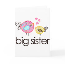 Whimsy Birds Big Sister T-shirt Announcement Cards