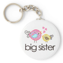 Whimsy Birds Big Sister T-shirt Announcement Key Chains