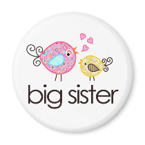 Whimsy Birds Big Sister T-shirt Announcement Magnets