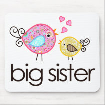 Whimsy Birds Big Sister T-shirt Announcement Mouse Pad