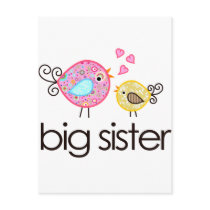 Whimsy Birds Big Sister T-shirt Announcement Post Cards