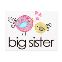 Whimsy Birds Big Sister T-shirt Announcement Postcard