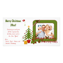 Whimsy Christmas Trees, Bird, Stripes Photo Card