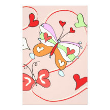Whimsy Flower Butterflies Personalized Stationery