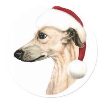 Whippet Christmas Fawn Santa Stickers