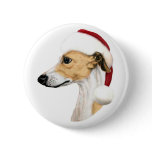 Whippet Christmas Tan & White Santa Pin