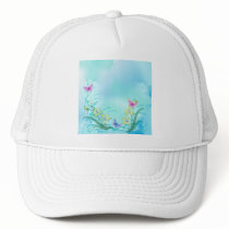 Whispy blue with flowers and butterflies hats