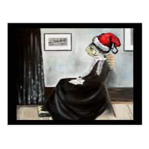 Whistler's Mother as a Fish with a Santa Hat Postcard