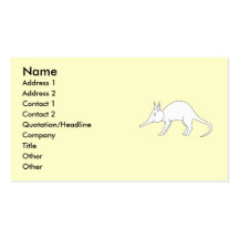 White Aardvark. Cute animal. Business Card Templates