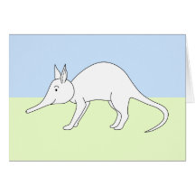 White Aardvark. Cute animal. Cards