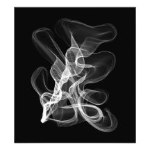 White Abstract Swirl On Black Photo Print