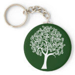 White Abstract Tree Keychains