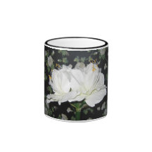 white amaryllis mug