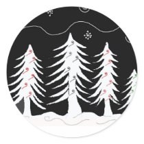 White and Black Christmas Scene Sticker