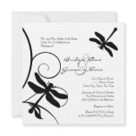 White and Black Dragonfly Wedding Invitation