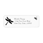 White and Black Dragonfly Wedding Return Address Labels