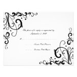 White and Black Flourish Wedding RSVP Invitations