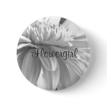 White and Black Gerber Daisy Flowergirl Button