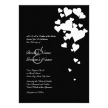 White and Black Hearts Wedding Invitation