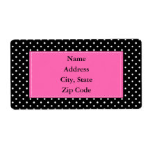 White and Black Polka Dot Pattern Shipping Label