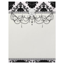 white and black romantic damask design customized letterhead