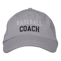 White and Black Text Baseball Coach Hat