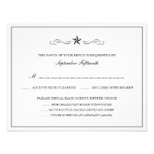 White and Black Western RSVP (WITH MENU ITEMS) Personalized Announcements