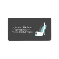 White and Blue Bride Shoes labels