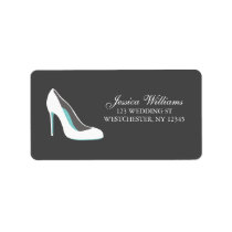White and Blue Bride Shoes labels