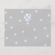 White and Blue Christmas Bauble. On Starry Grey. Flyer Design