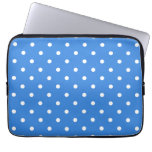 White and Blue Polka Dot Pattern. laptop sleeves