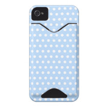 White and Blue Polka Dot Pattern. Spotty. Iphone 4 Id Cases