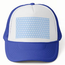 White and Blue Polka Dot Pattern. Spotty. Mesh Hats