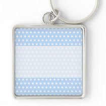 White and Blue Polka Dot Pattern. Spotty. Key Chains
