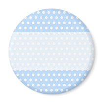 White and Blue Polka Dot Pattern. Spotty. Refrigerator Magnet
