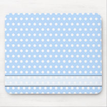 White and Blue Polka Dot Pattern. Spotty. Mouse Pad