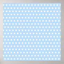 White and Blue Polka Dot Pattern. Spotty. Print