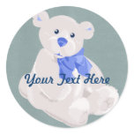 White and Blue Teddy Bear Stickers