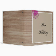 White and Fuchsia Daisy in Birch Wedding Album Vinyl Binders